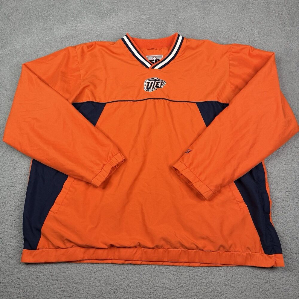 UTEP Miners Pullover Mens XL Orange 58 Sports Embroidered Logo Wind Jacket NCAA